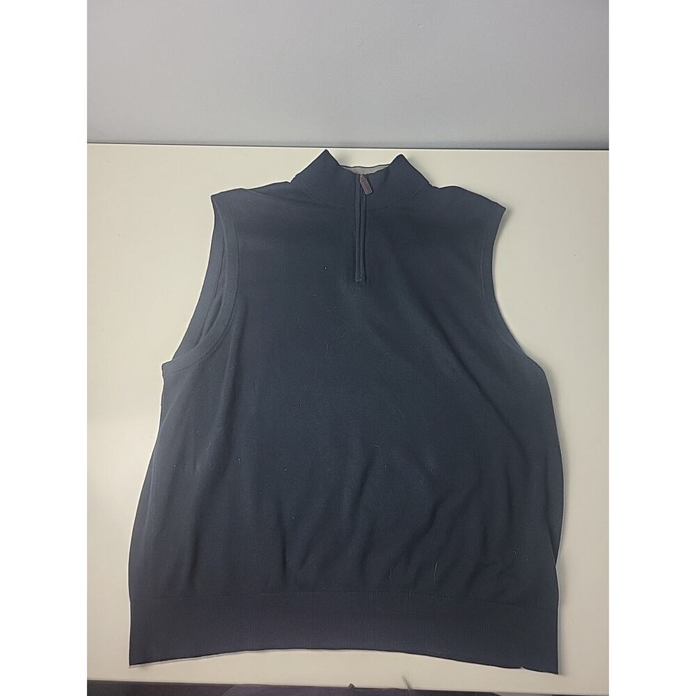 Cremieux Vest Mens 2XL Sleeveless 1/4 Zip Supima Cottton‎ Navy Blue